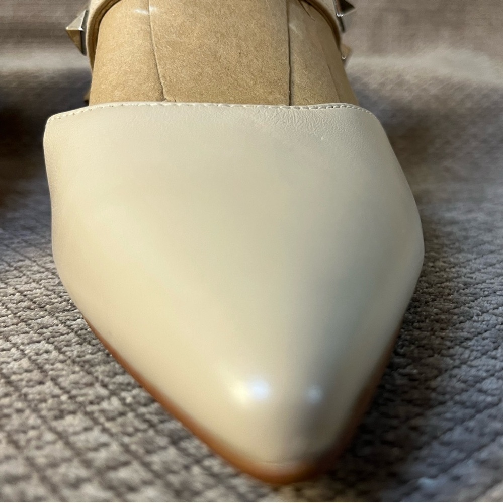 Marc Fisher Leather Nude Studded Pumps Mules size 7 NWT - Picture 10 of 15